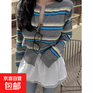 毛衣外套女秋冬季韓國ins百搭時(shí)尚休閑修身顯瘦長(cháng)袖針織開(kāi)衫上衣 5031淺灰 XL  【建議121斤-135斤】