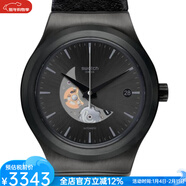 斯沃琪（Swatch）自動(dòng)機械表瑞士手表42MM半月鏤空表盤(pán)原創(chuàng  )系列送男友禮物YIB404 Black os