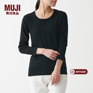 MUJI MUJI 女式 彈力羅紋編織長(cháng)袖T恤打底衫上衣女款內搭春秋BBC03A1A 黑色 XS (150/76A)