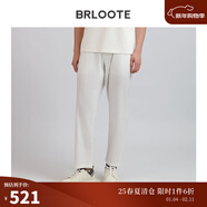 巴魯特（Brloote）男士松緊腰白色休閑褲薄款亞麻透氣錐形版褲子男春夏 白色 34 （175/86A）