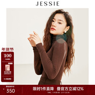 JESSIE【綿羊毛】簡(jiǎn)約堆堆領(lǐng)顯瘦打底針織衫女秋 咖啡色 L