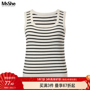 MsShe【初秋穿搭】大碼女裝2025夏裝胖mm顯瘦內搭針織吊帶背心女 方領(lǐng)-白底黑色現貨 6XL