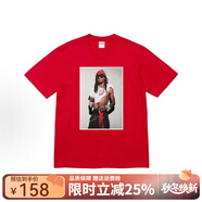 Supreme潮牌SUP圓領(lǐng)寬松短袖T恤男女情侶同款舒適套頭美式潮流上衣t恤 人物照片（紅色） S