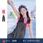 詩(shī)凡黎（‘S EIFINI）【明星同款】甜酷背帶褲2024夏新款女小眾獨特顯瘦百搭褲子女 玫紅（針織衫） S 155/80A