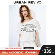 UR2025秋季新款女裝復古字母印花斜肩領(lǐng)連衣裙UYV750057 本白 (偏寬松) XS