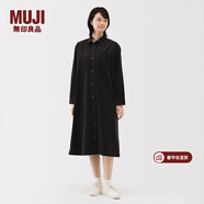MUJI 女式 木棉混燈芯絨長(cháng)袖連衣裙女裝裙子長(cháng)裙連身裙冬季襯衫裙 深棕色 S （155/80A）