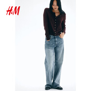 H&M女裝毛針織衫2025冬季新款保暖開(kāi)衫外套酒紅色打底衫1237776 酒紅色 M 165/96