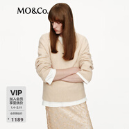 MO&Co.毛衣2025秋新品綿羊毛山羊絨混紡POLO領(lǐng)輕暖智性MBE3SWT044新年紅 瑪德琳杏色 S /160