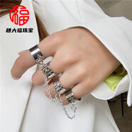 胖東來(lái)品質(zhì)鏈條戒指歐美2024金屬手鏈一體式指環(huán)男女嘻哈朋克風(fēng)蹦 JS5235 開(kāi)口可調(diào)節(jié)