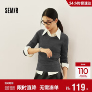 森馬（Semir）森柔|針織衫女冬鵝蛋領(lǐng)純色緊身上衣2025顯瘦羊毛衫109725107004