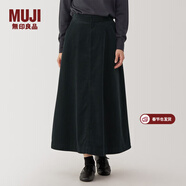 MUJI女式木棉混燈芯絨寬擺輕便長(cháng)裙長(cháng)半身裙美拉德女裙子冬季 黑色 M (160/66A)