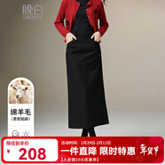ONE BUYE【新品】冬款經(jīng)典羊毛裙子氣質(zhì)修身通勤百搭直筒半裙 黑色 XL