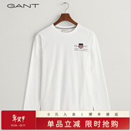 GANT【100%棉】甘特春季休閑刺繡柔軟內搭經(jīng)典純色圓領(lǐng)長(cháng)袖男T恤 110白色 M