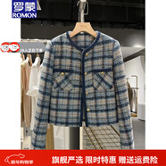 羅蒙品牌小香風(fēng)短外套女2026秋冬新款英倫風(fēng)小個(gè)子格子加厚夾棉上衣 格子加棉款 L