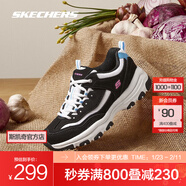 斯凱奇（Skechers）奧利奧熊貓鞋丨老爹鞋男女經(jīng)典黑白復古秋冬輕便潮流增高運動(dòng)休閑 女款-黑色/藍色-BKBL 35.5