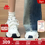 卡帕（Kappa）女鞋厚底老爹鞋子女2025秋冬新款透氣百搭跑步鞋休閑運動(dòng)鞋女 經(jīng)典白/海昌藍 38