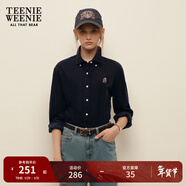 Teenie Weenie小熊女裝簡(jiǎn)約秋季裝復古燈芯絨長(cháng)袖襯衫棉質(zhì)襯衣外套 藏青色 XS (155)