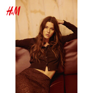 H&M【博主推薦】女裝毛針織衫春新款高智感針織衫氣質(zhì)開(kāi)衫0579541 深棕色 M 165/96