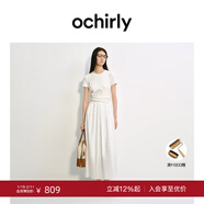 OCHIRLY【熱銷(xiāo)補貨】A字黑色連衣裙長(cháng)裙法式氣質(zhì)流行穿搭25季尖貨 米白 L