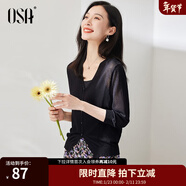 歐莎（OSA）【披肩空調衫】薄款冰絲針織開(kāi)衫外套女七分袖25年新款夏季上衣 黑色A S