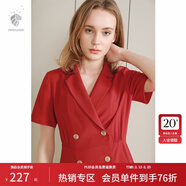 范思藍恩正式氣質(zhì)通勤連衣裙女夏季收腰顯瘦面試西裝裙 紅色 S
