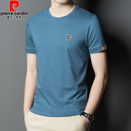 皮爾卡丹（pierre cardin）夏季短袖T恤翻領(lǐng)中青年商務(wù)休閑大牌純色冰絲t恤衫體恤 蘭色A22 M 170【建議120-135斤】