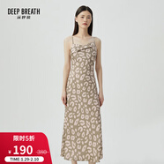 深呼吸DEEP BREATH女裝無(wú)袖花色高腰吊帶連衣裙A500241 灰綠 S (2)