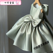 葉余女寶寶一周歲禮服女兒童婚紗裙日常生日禮服花童蓬蓬裙女童連衣裙 淺綠色 90