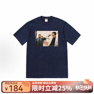 Supreme潮牌SUP圓領(lǐng)寬松短袖T恤男女情侶同款舒適套頭美式潮流上衣t恤 喋血雙雄（藏青） M
