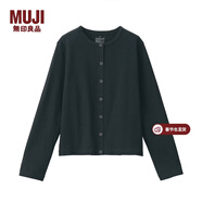 MUJI MUJI 女式 粗棉線(xiàn) 天竺編織 開(kāi)衫 黑色 M