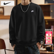 耐克（NIKE）衛衣冬季男2026新款運動(dòng)服裝針織透氣套頭衫保暖圓領(lǐng)外套男士衛衣 010黑色加絨/曬圖退5 XL 【180】體重150~170斤左右