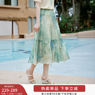 香影海邊度假暈染連衣裙女2025夏季新款民族風(fēng)波西米亞v領(lǐng)雪紡裙 綠花R85S708 半身裙 M 160/84A/95-110斤