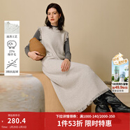 茵曼2025秋冬女裝新款波西風(fēng)米亞風(fēng)流蘇毛邊圓領(lǐng)無(wú)袖毛織連衣裙 灰杏 M
