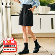 Olrain歐芮兒休閑褲女夏季新款百搭職場(chǎng)通勤氣質(zhì)短褲 黑色 L 165/72A/L