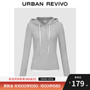 UR2026春季新款女裝鬼馬童趣連帽抽繩撞色長(cháng)袖T恤UYL450259 冷灰 M