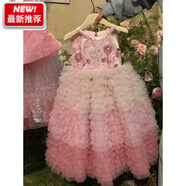 G.duck韓國女童2025重工蛋糕裙秋冬款亮片蓬蓬公主裙高端禮服 粉紅色 140 cm