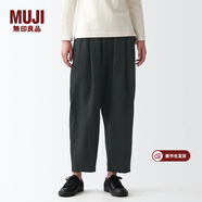 MUJI女式 亞麻 燈籠褲 褲子 長(cháng)褲 休閑褲 蘿卜褲 BEG09C2S 黑色 S(155/62A)
