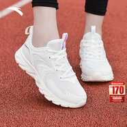 安踏運動(dòng)鞋女鞋秋冬新款防水皮面跑步鞋休閑鞋百搭輕便軟底減震小白鞋 【夏款-皮網(wǎng)透氣】象牙白 38 (235mm)