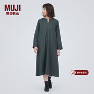 MUJI女式 起毛 V領(lǐng)長(cháng)袖連衣裙 女款長(cháng)裙裙子秋冬 女裝 BC2FBC3A 炭灰色 L (165/88A)