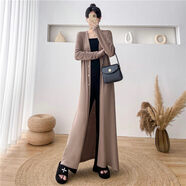 ADTNM感黑色V領(lǐng)針織開(kāi)衫女2026早秋慵懶風(fēng)中長(cháng)款修身薄開(kāi)長(cháng)衫 深棕色 S (建議80-95體重)