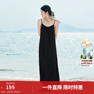 茵曼（INMAN）波西米亞吊帶油畫(huà)連衣裙女2026夏季新款度假裙子 黑色 M