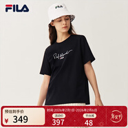 斐樂(lè ) 斐樂(lè )女裝官方女士短袖T恤夏季休閑運動(dòng)內搭t恤運動(dòng)上衣 正黑色-BK S （160/80A/S）