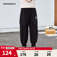 Converse匡威童裝男童工裝針織長(cháng)褲秋季新款女童休閑褲兒童防蚊褲子 黑色 140 /60 【建議身高128-140cm】