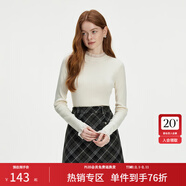 范思藍恩【可機洗】蕾絲花邊修身針織打底衫女秋冬2024新款14088 月光白 M