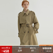 fano studios范洛Fano 經(jīng)典廓形氣質(zhì)風(fēng)衣外套女中長(cháng)款經(jīng)典英倫風(fēng)系帶2026春季 卡其色 S