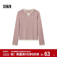 森馬（Semir）森馬毛衣女短款假兩件含羊毛針織衫24冬新款保暖內搭109724107015
