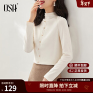 歐莎（OSA）【多色可選】半高領(lǐng)長(cháng)袖T恤女士2025年秋冬季內搭打底衫上衣百搭 米白色A L