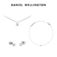 DW【新品】DW項鏈流光項鏈女款鋯石項鏈感輕奢小眾典雅金色素鏈 星光銀(手錬+項鏈+耳針)