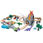 Hape男孩軌道玩具diy拼插拼搭火車(chē)軌道夜光恐龍套3歲+禮物E3795