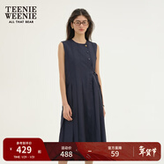 Teenie Weenie小熊女裝春夏知識分子寬松無(wú)袖百褶連衣裙收腰氣質(zhì)裙 藏青色 XS